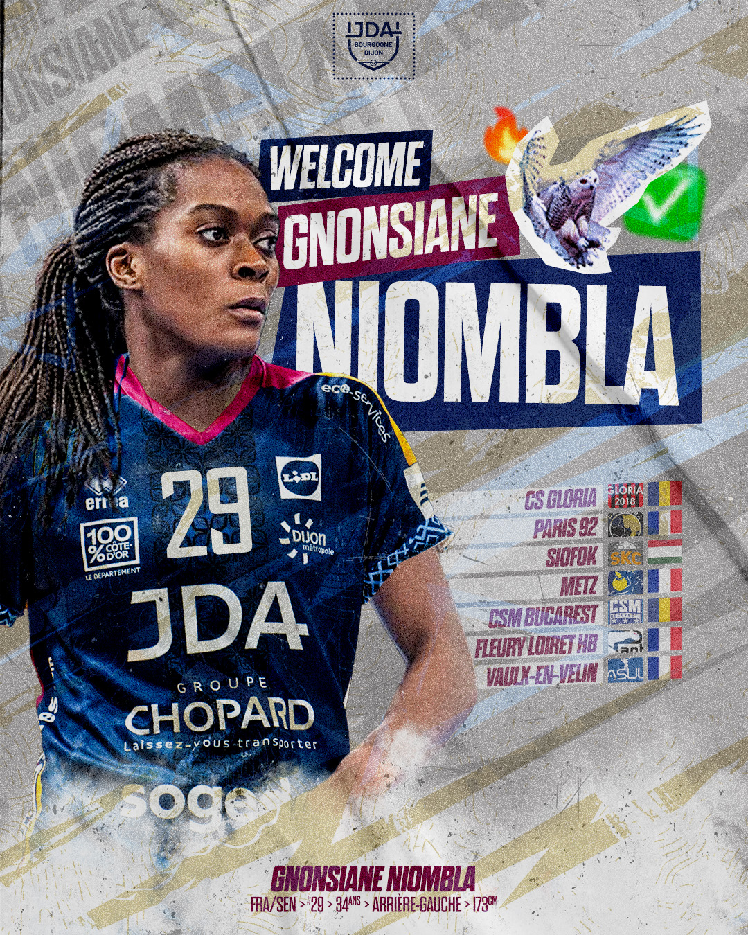 GNONSIANE NIOMBLA REJOINT LA JDA DIJON HANDBALL EN TANT QUE JOKER MÉDICAL