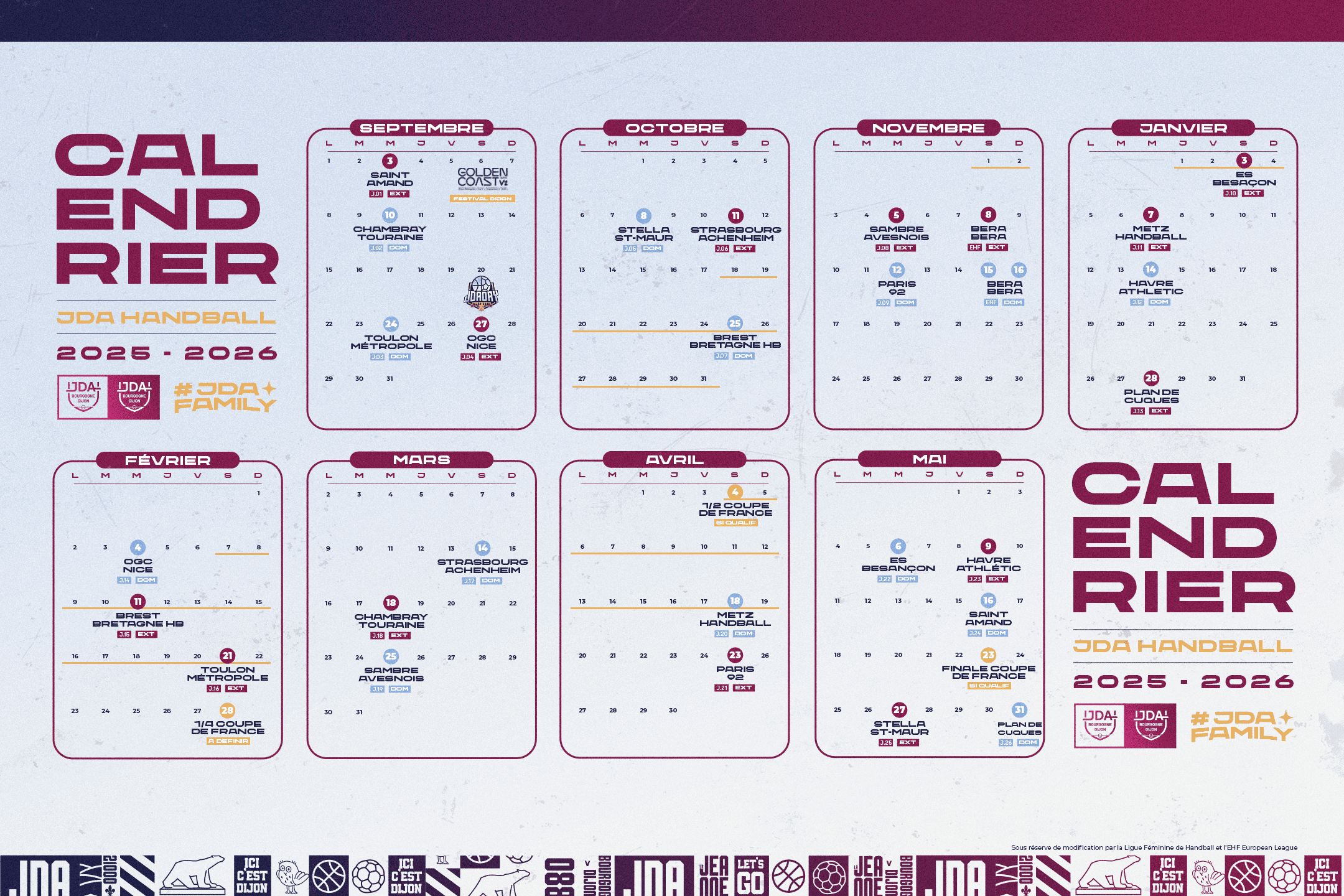 LE CALENDRIER 2025/2026